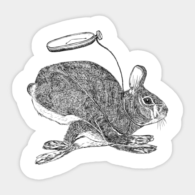 rabbit  run whit clock Sticker by anghewolf